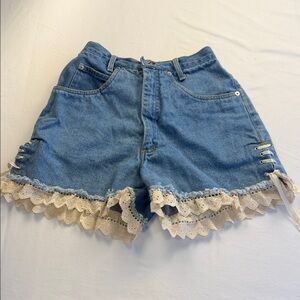 Blue Lace Trim Jean Shorts Sz 5